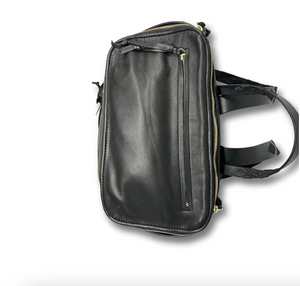 Slick Black Leather Backpack