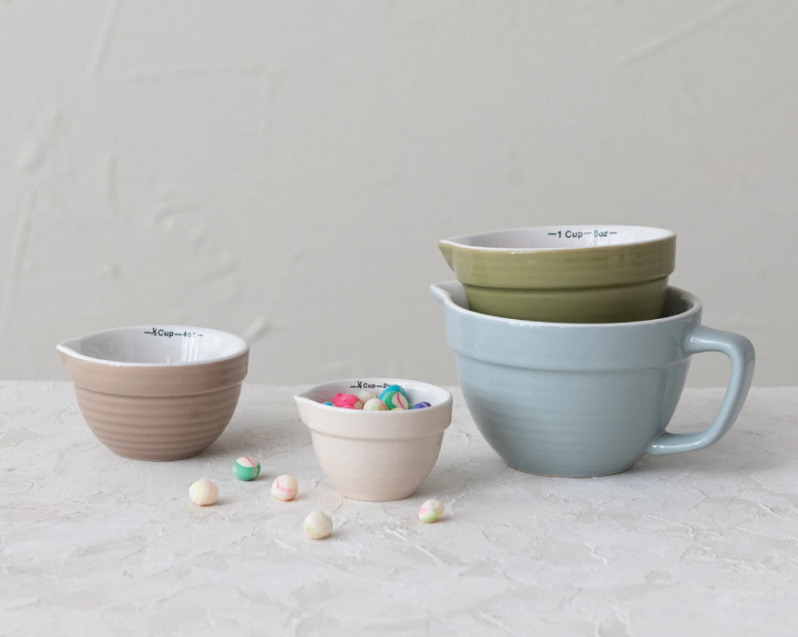 Stoneware Measuring Cups, Set/4 Colors