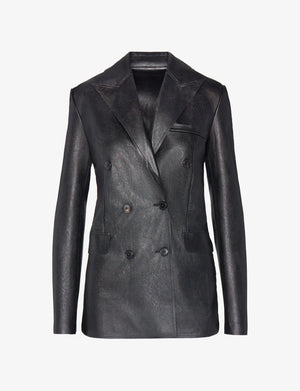 Faux Leather Double Breasted Jacket
