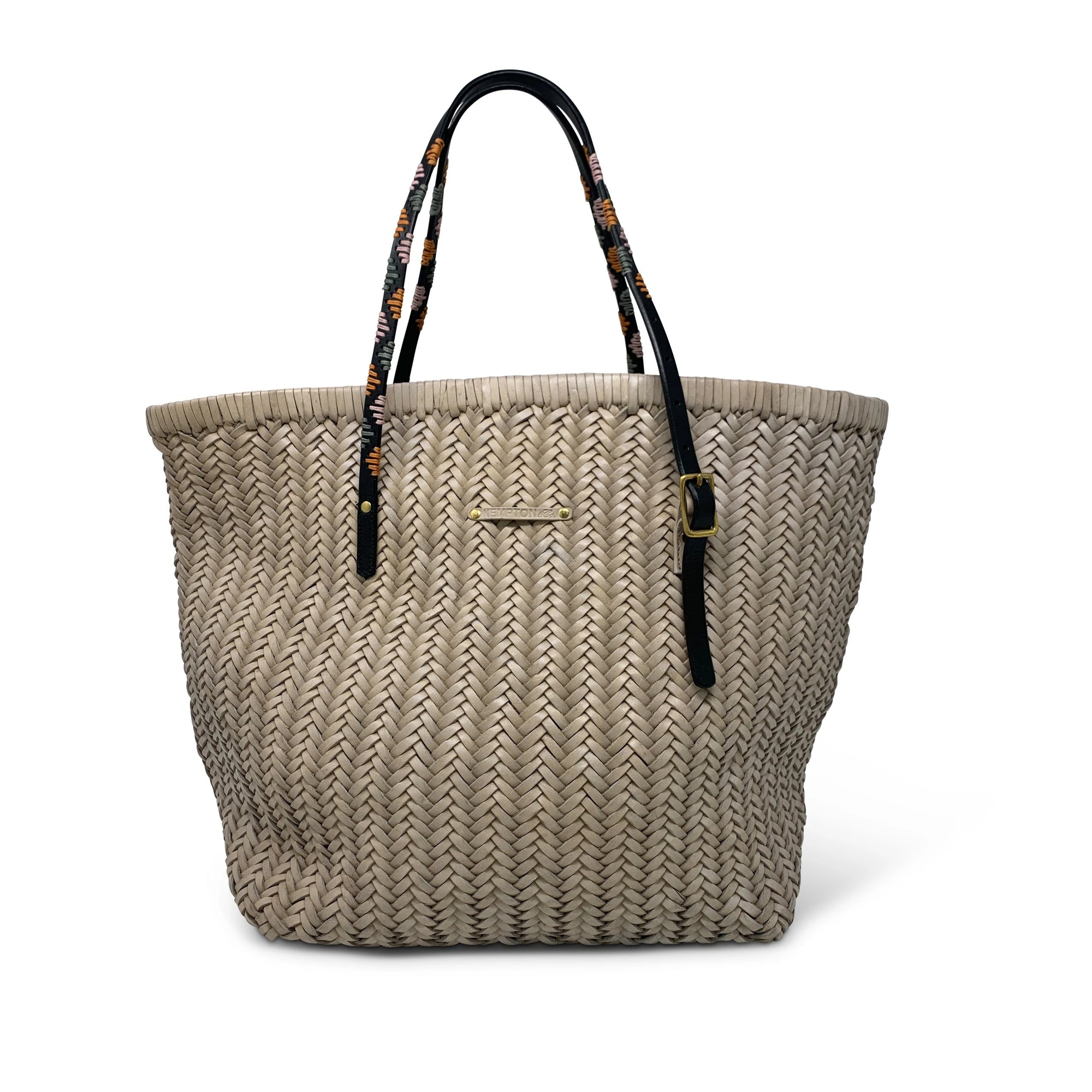 Chalk Weaved Leather Tote