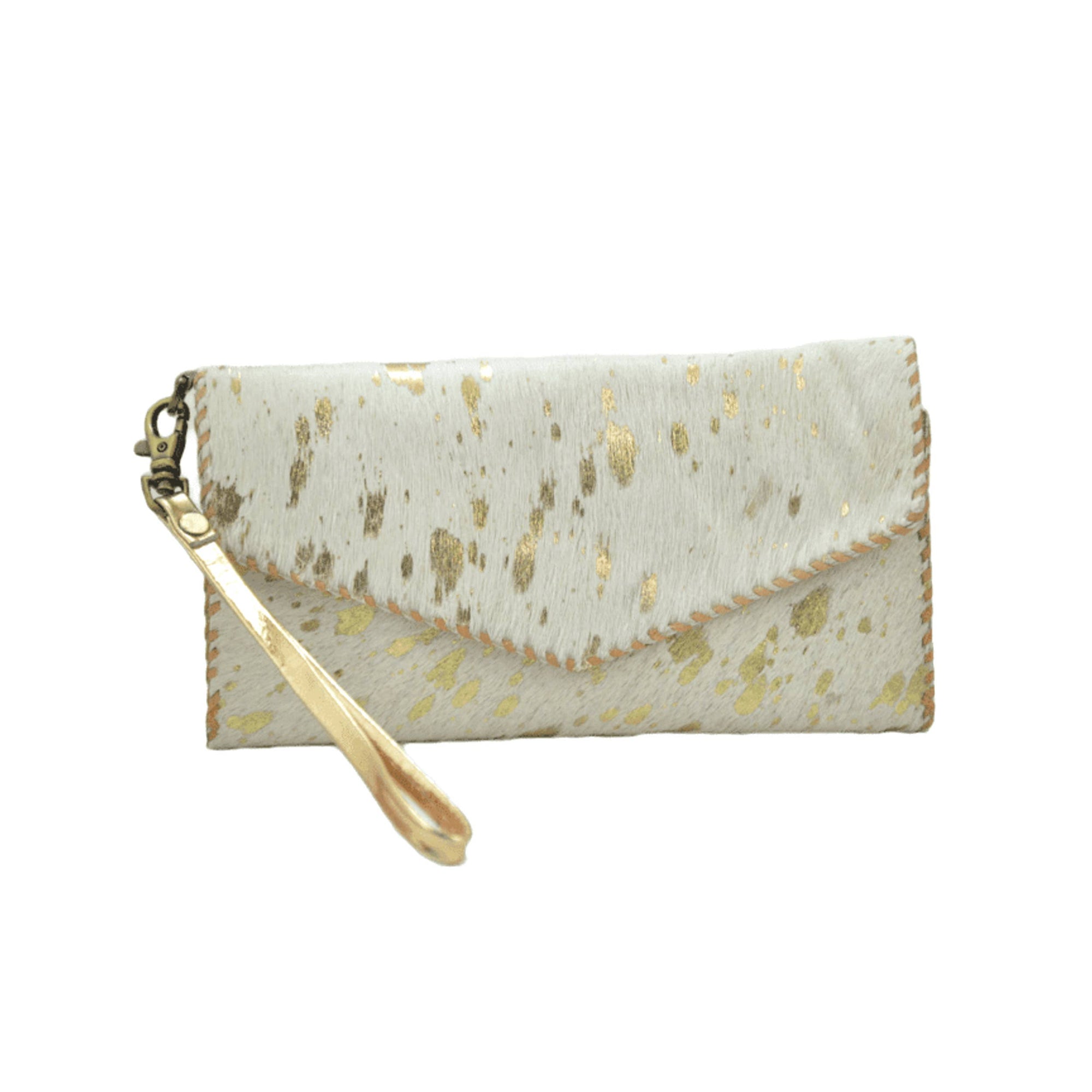Laura Gold Cowhide Leather Wristlet Wallet
