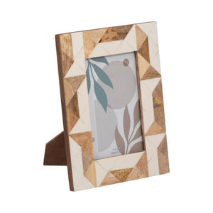 Photo Frame - White Resin/Wood Geometric, 4x6 in.