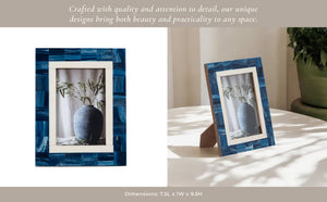 Photo Frame - Blue Resin Modern Geometric Border, 5x7 in.