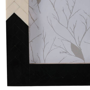 Photo Frame - Ivory/Black Resin Herringbone 2-Tone, 5x7 in.