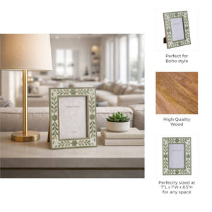 White/Green 4x6 in. Wooden Petals Photo Frame