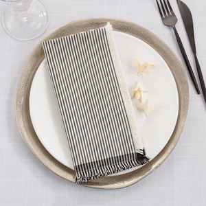 Black-White Stripe Cotton 20" Cloth Napkin