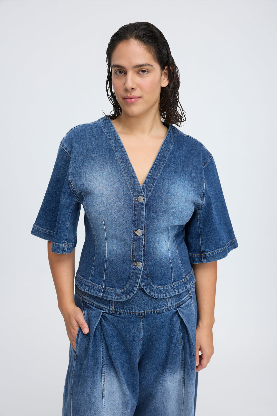 Cassia Tailored Denim Blouse