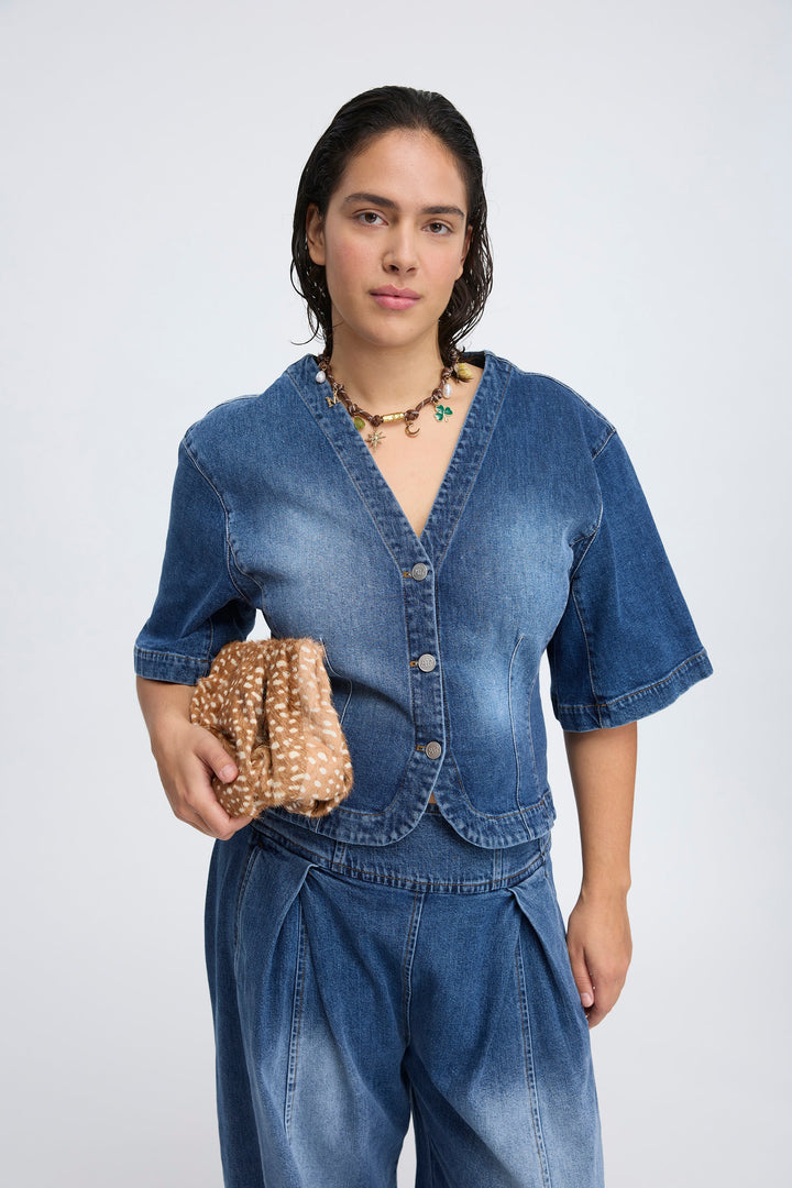 Cassia Tailored Denim Blouse