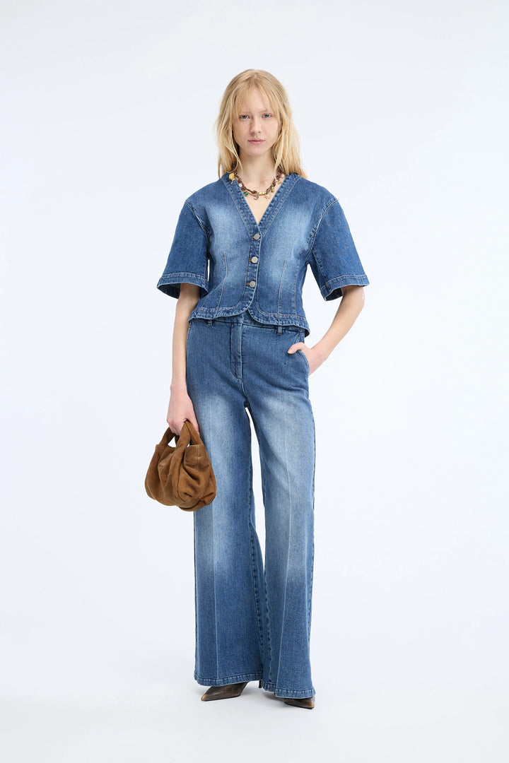 Cassia Tailored Denim Blouse