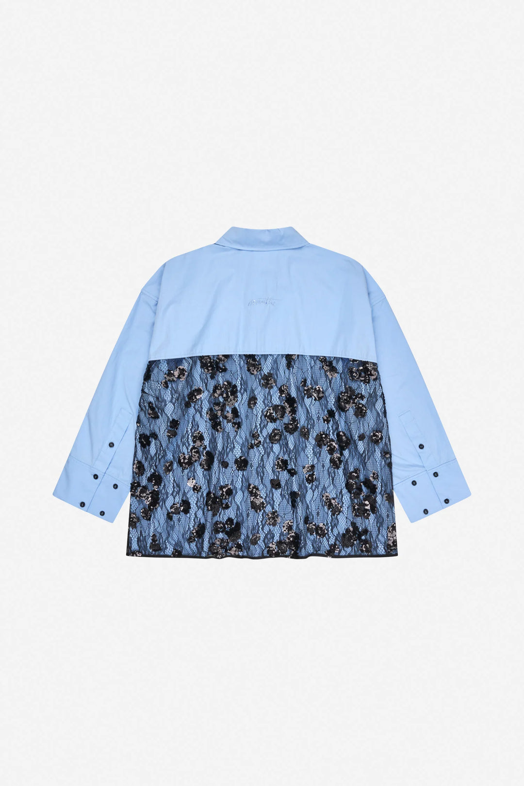 Contario Button Down Top with Embroidered Lace Detail.
