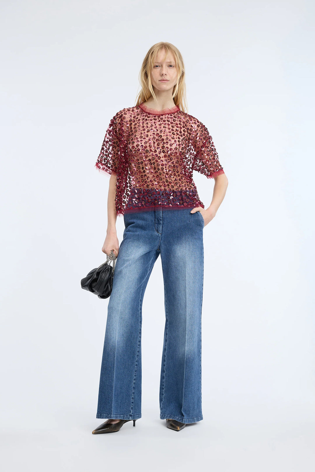 Caralee Embroidered Blouse - Bordeaux