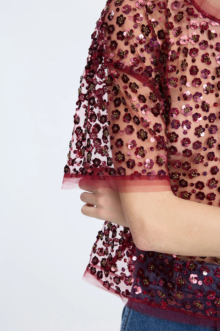 Caralee Embroidered Blouse - Bordeaux