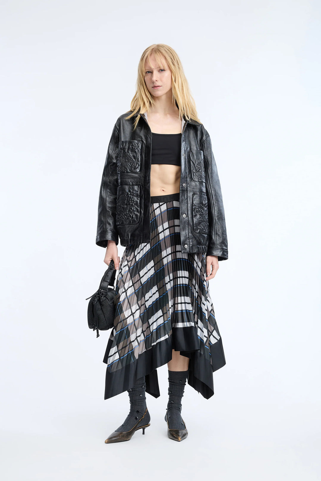 Cynthia Asymmetrical Skirt - Brown Plaid