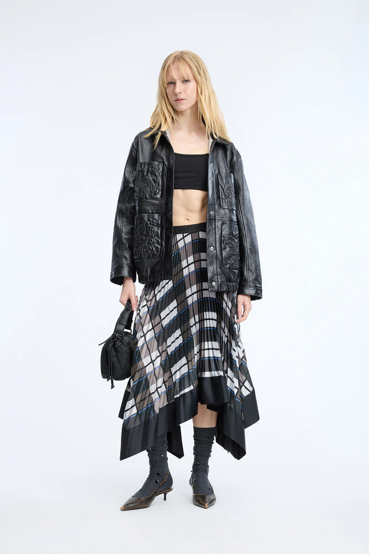 Cynthia Asymmetrical Skirt - Brown Plaid