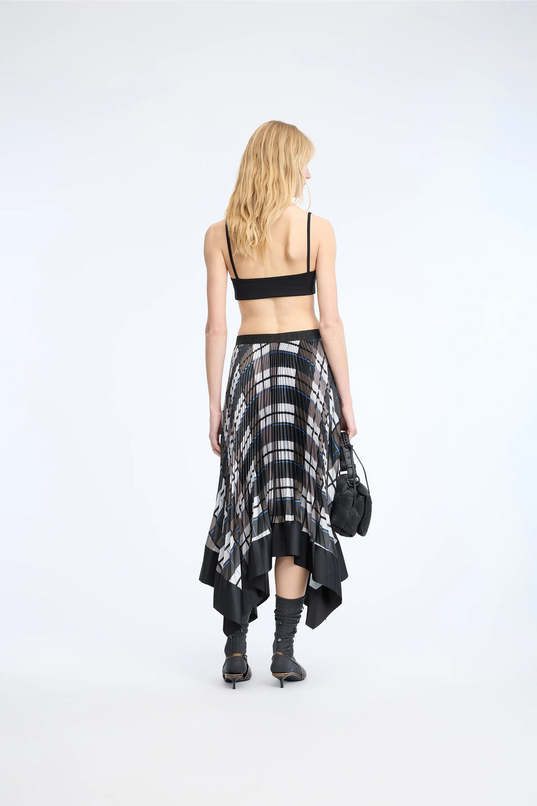 Cynthia Asymmetrical Skirt - Brown Plaid