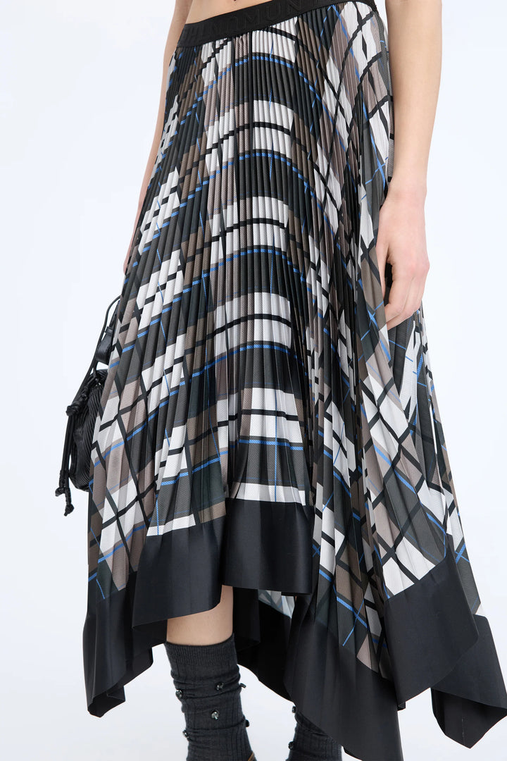 Cynthia Asymmetrical Skirt - Brown Plaid