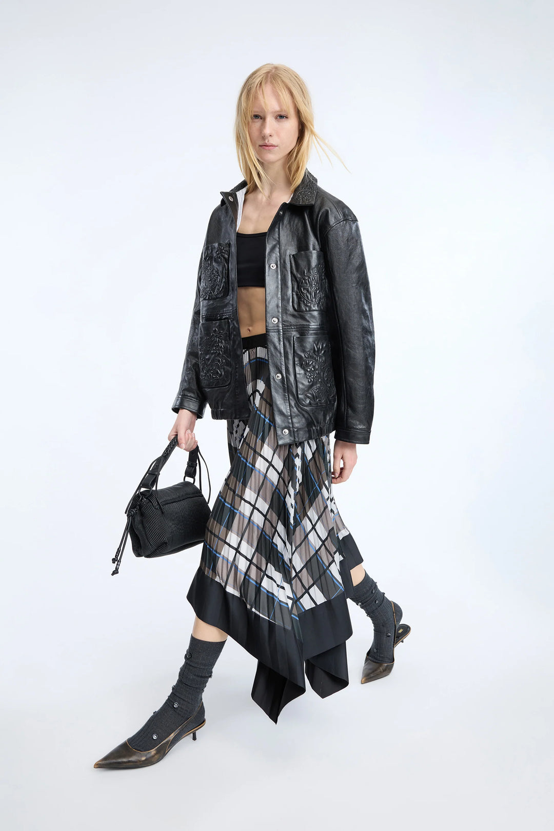 Cynthia Asymmetrical Skirt - Brown Plaid