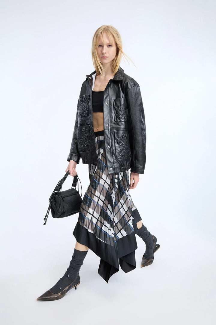Cynthia Asymmetrical Skirt - Brown Plaid