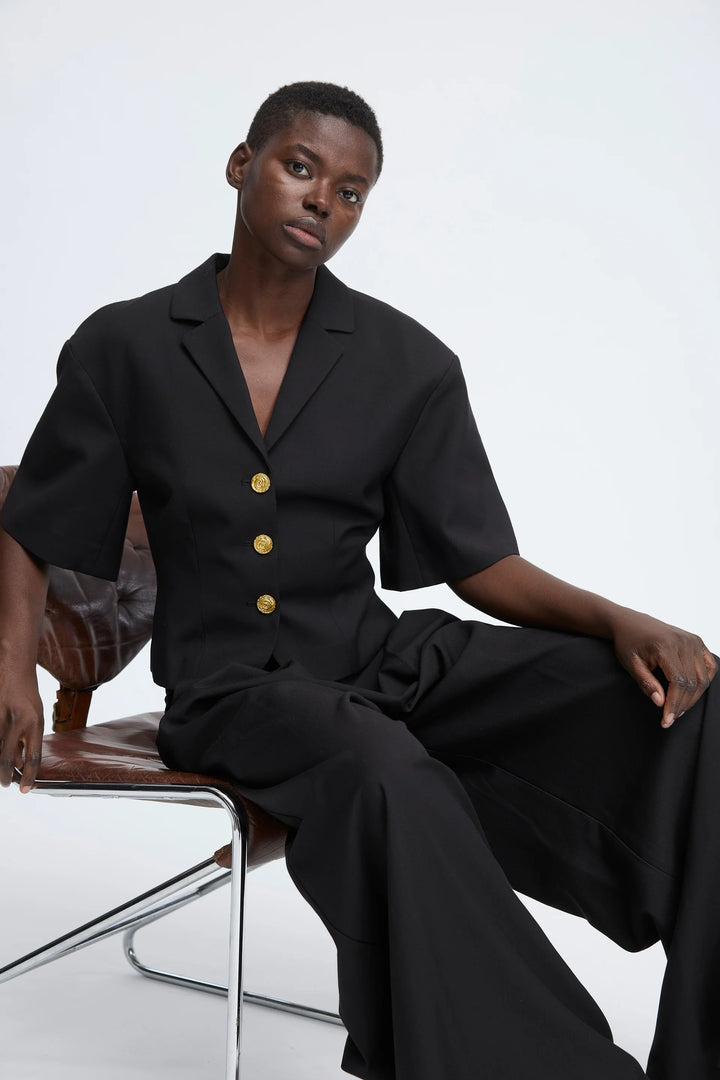 Coralie Tailored Blouse - Black