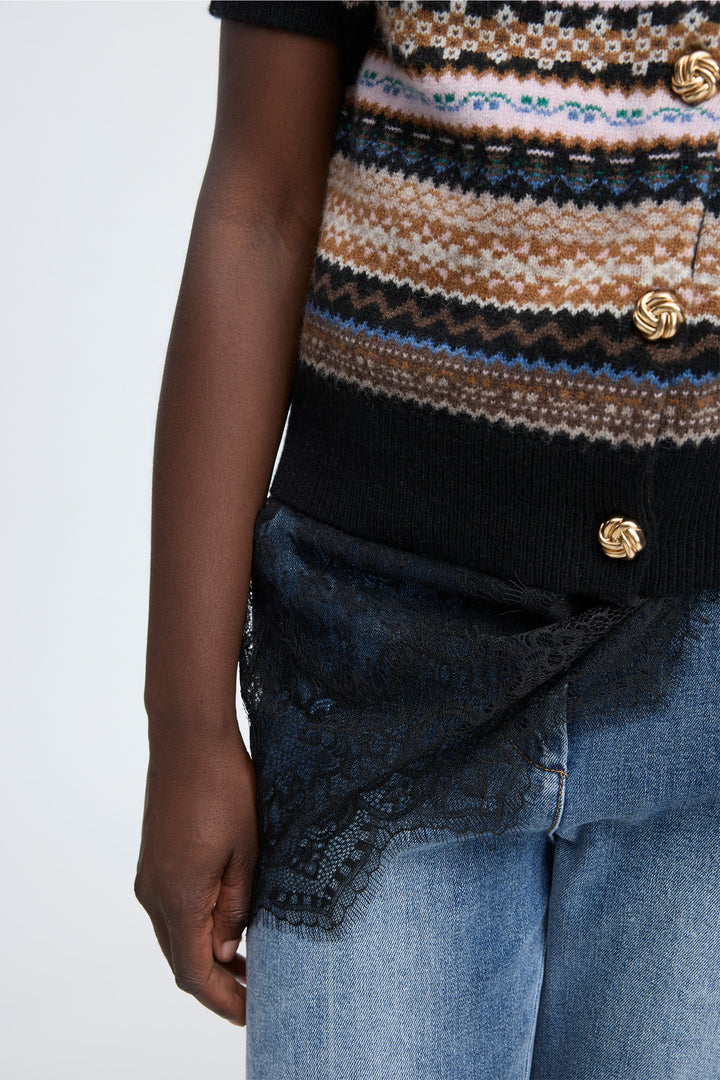 Coraline Knit Sweater Top - Mixed Black
