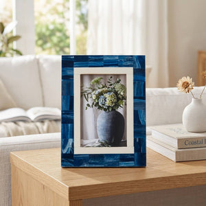 Photo Frame - Blue Resin Modern Geometric Border, 5x7 in.