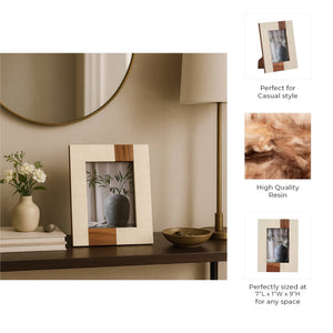 Photo Frame - Ivory Resin/Wood Rectangle Stripe, 4x6 in.