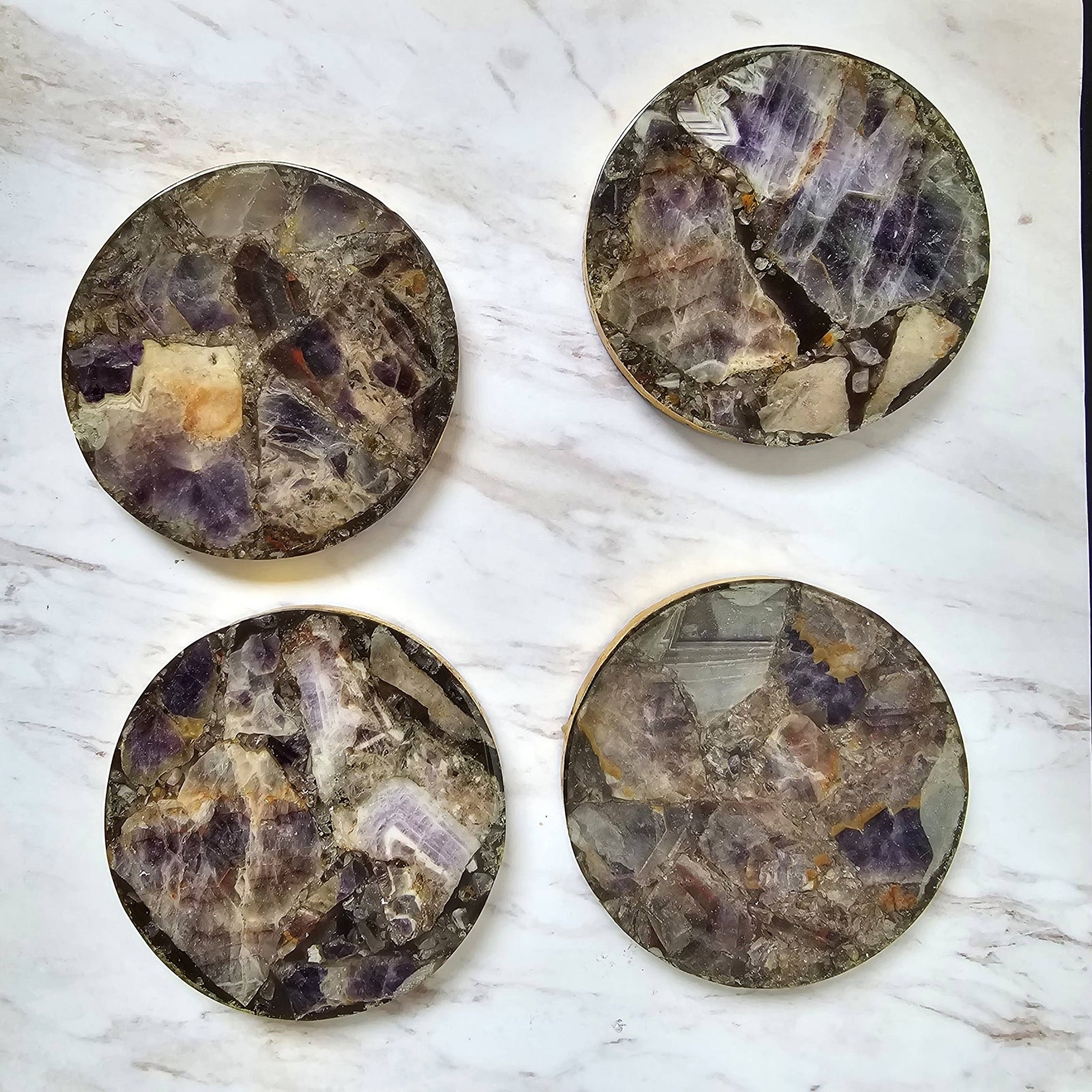 2/Set Agate/Geode Coasters - Amethyst - The Collective Park City