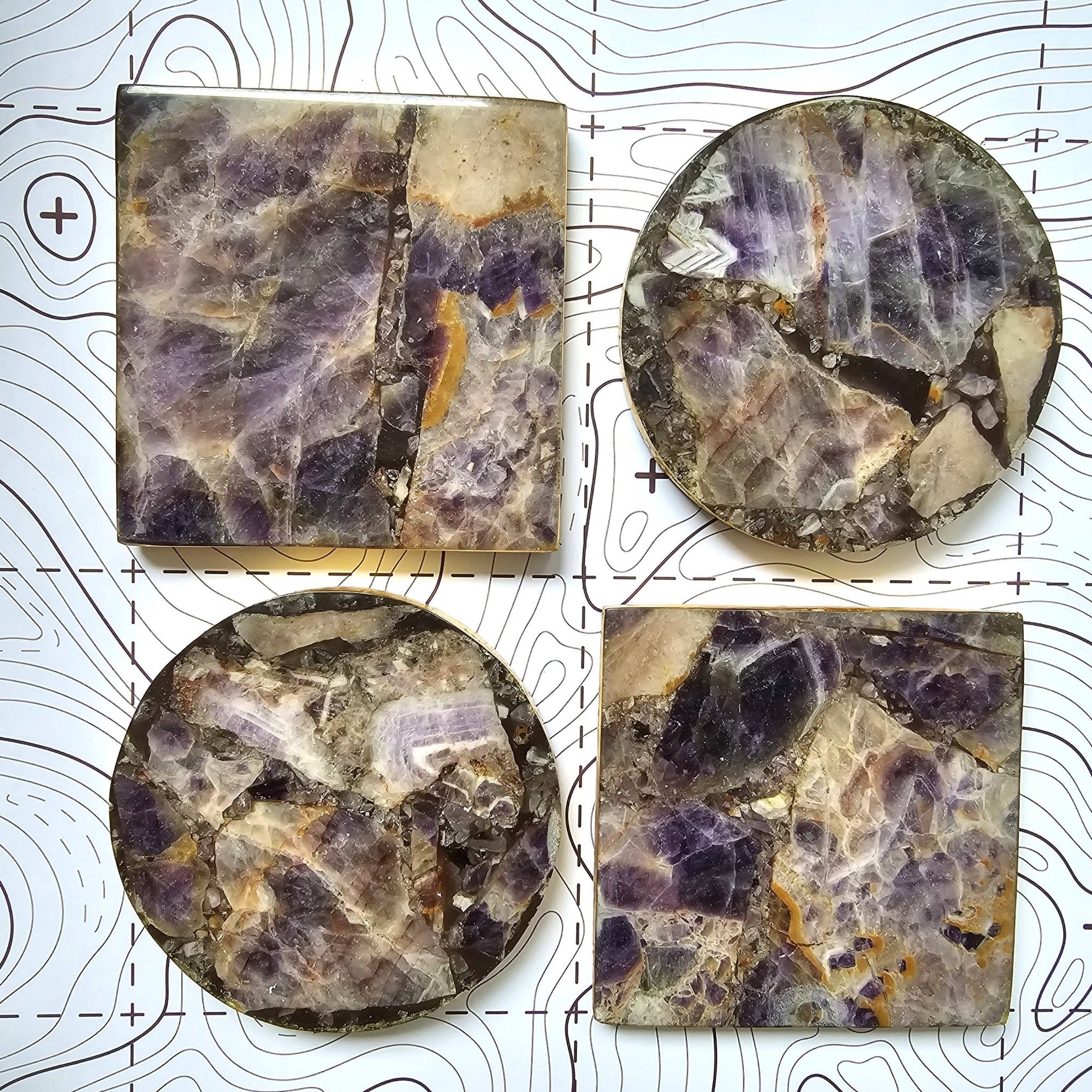 2/Set Agate/Geode Coasters - Amethyst - The Collective Park City