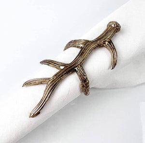 Rustic Antler Metal Napkin Ring: Bronze