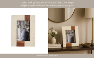 Photo Frame - Ivory Resin/Wood Rectangle Stripe, 4x6 in.
