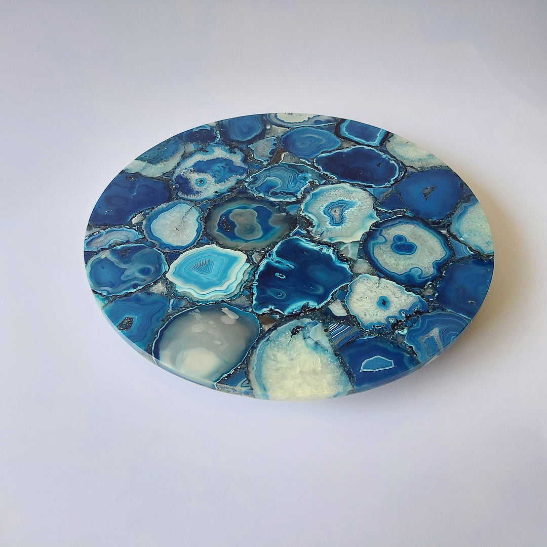 Blue Agate Cheese Board 12" Round Tray