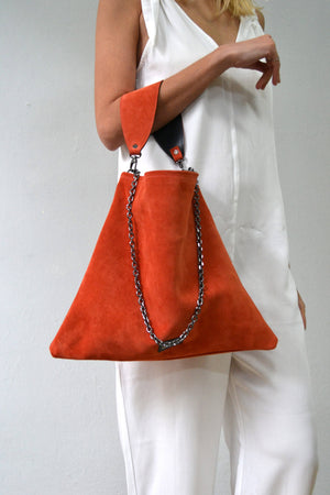 Erato Suede Shoulder Bag with Chain