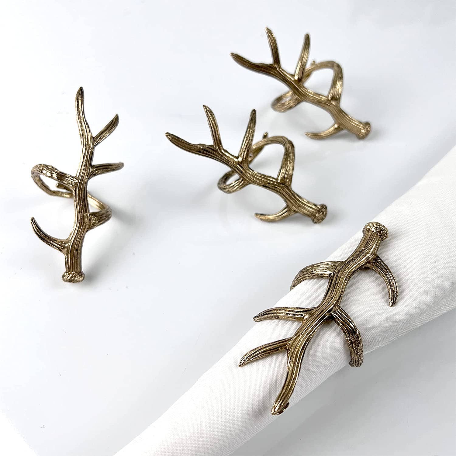 Rustic Antler Metal Napkin Ring: Bronze