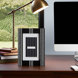 Photo Frame - Black Resin with Ridged Stripes, 5x7 in.