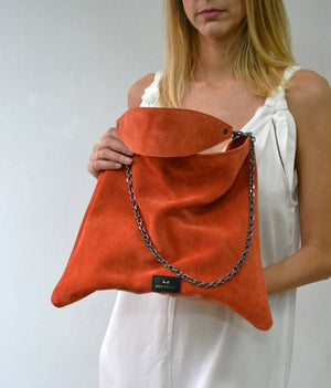 Erato Suede Shoulder Bag with Chain