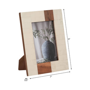 Photo Frame - Ivory Resin/Wood Rectangle Stripe, 4x6 in.