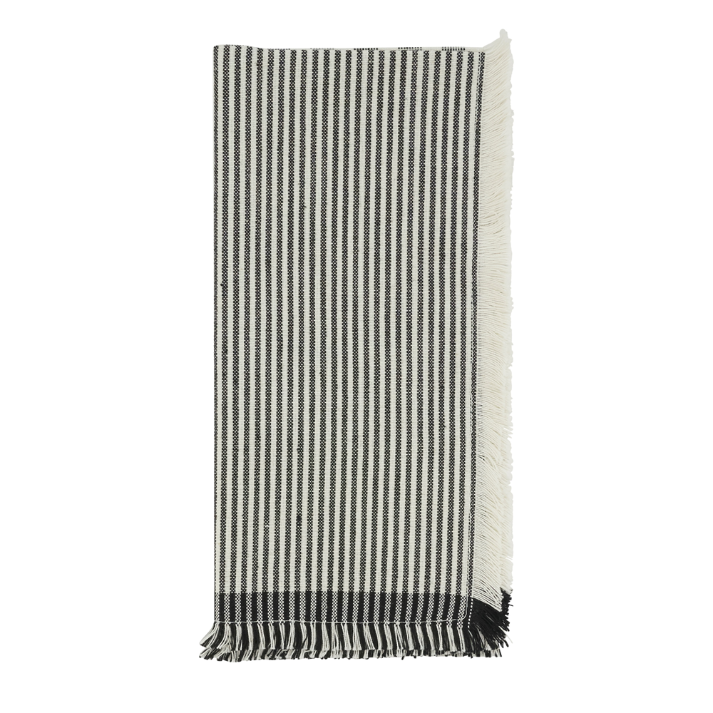 Black-White Stripe Cotton 20" Cloth Napkin