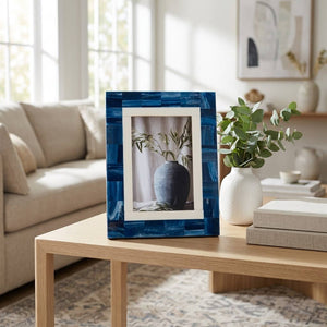 Blue/White 4x6 in. Resin Rectangular Border Photo Frame