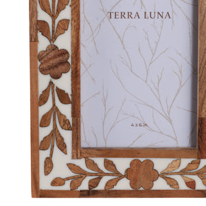White/Brown 4x6 in. Wooden Petals Photo Frame