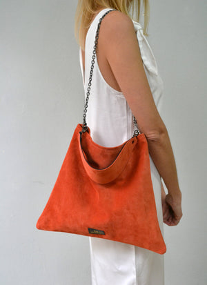 Erato Suede Shoulder Bag with Chain