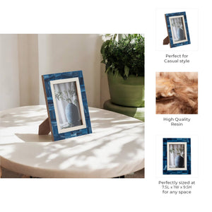 Photo Frame - Blue Resin Modern Geometric Border, 5x7 in.