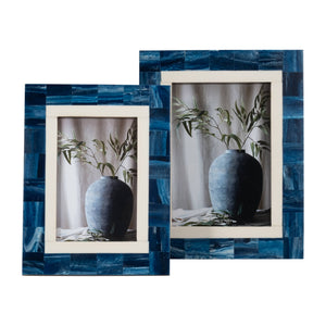 Photo Frame - Blue Resin Modern Geometric Border, 5x7 in.