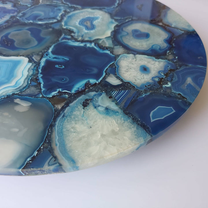 Blue Agate Cheese Board 12" Round Tray