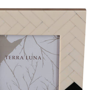 Photo Frame - Ivory/Black Resin Herringbone 2-Tone, 5x7 in.
