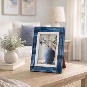 Photo Frame - Blue Resin Modern Geometric Border, 5x7 in.