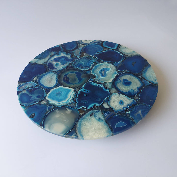 Blue Agate Cheese Board 12" Round Tray
