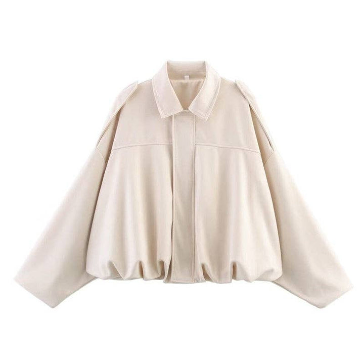 Sueded Exaggerated Sleeve Bomber Coat
