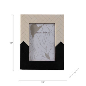 Photo Frame - Ivory/Black Resin Herringbone 2-Tone, 5x7 in.