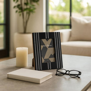 Photo Frame - Black Resin Ridged Stripes Border, 4x6 in.