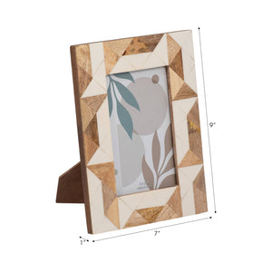 Photo Frame - White Resin/Wood Geometric, 4x6 in.